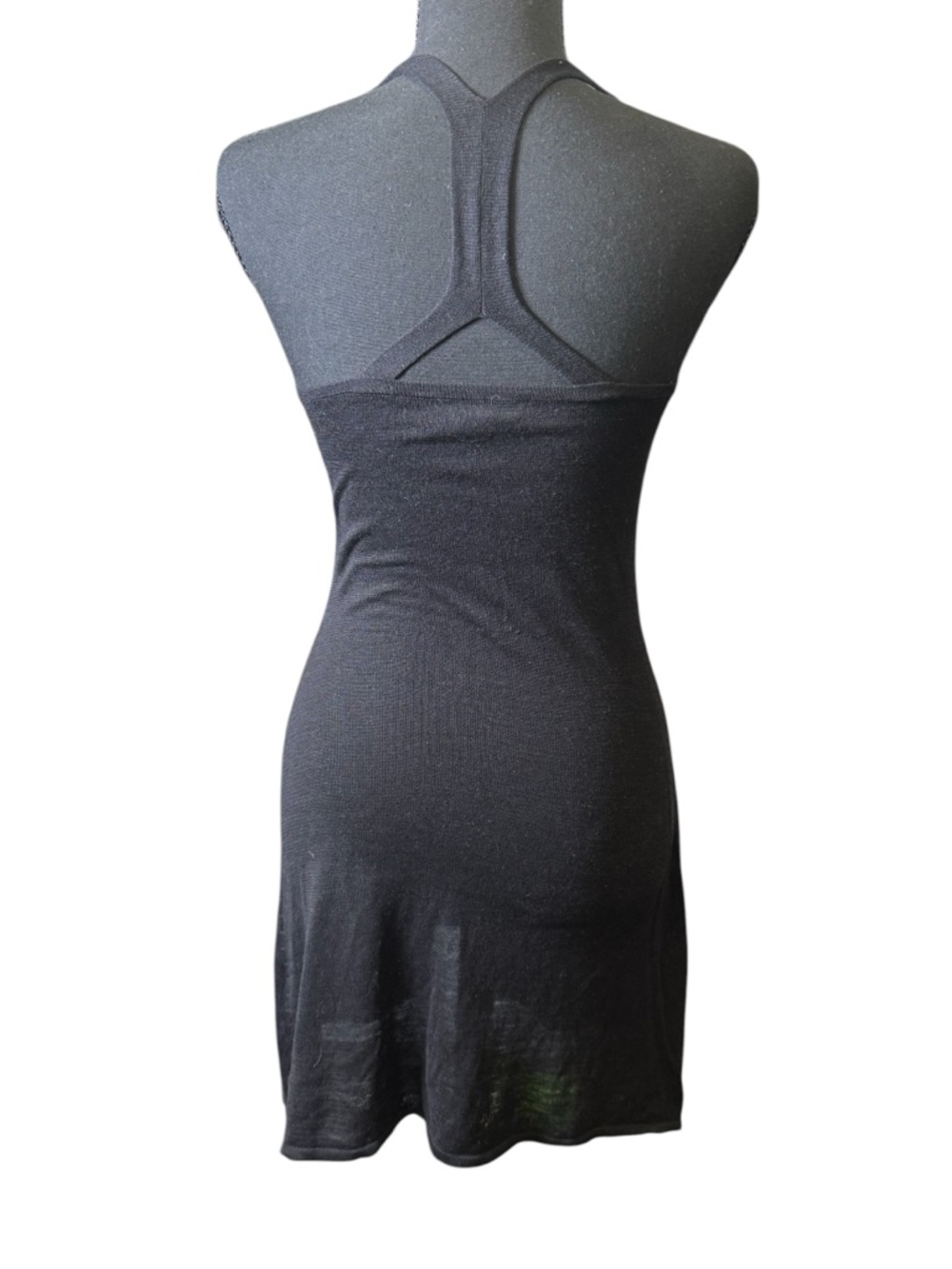 Yuka Paris Racerback Sleeveless Black 100% Silk Button-Front Knit Dress - Picture 3 of 6
